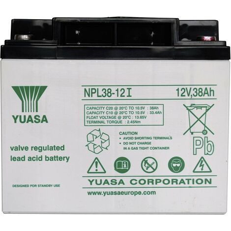 Yuasa NPL38-12 YUANPL38/12 Bleiakku 12V 38Ah Blei-Vlies (AGM) (B x H x T) 197 x 170 x 165mm M5-Schra A37650 (1/5)