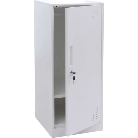 Armoire vestiaire métallique avec tringle et étagère amovible 90x38x45 cm acier blanc 040008965 (1/5)
