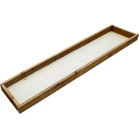 Holz Deko Tablett rechteckig - 80 x 18 cm - Kerzentablett mit Rand rustikal - Advents Kerzen Tablett Tischdeko
