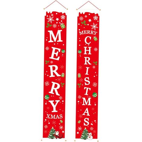 Bannière Suspendue «joyeux Noël» Pour Porte Porche Extérieur Décoration De Noël Distique Couplets Ornements Décoratifs Suspendus (1/5)