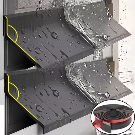 Lot de 2 Bande étanchéité auto-adhésive pour porte et fenêtre - 1.5m x 4.5cm - Anti-infiltration d'eau