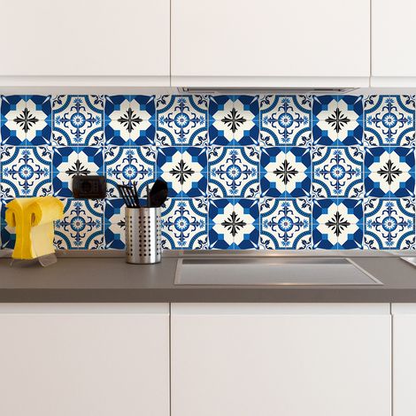 Sticker Mural Carrelage adhésif Cuisine Salle de Bain - 24 STICKERS CARRELAGES AZULEJOS ZINA - 24stickers10x10cm (1/5)
