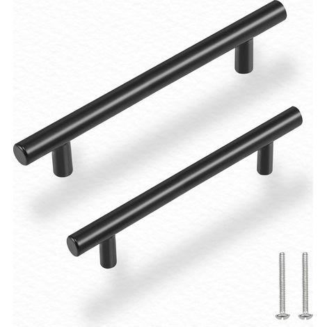 10 - Poignée Meuble - Poignée Porte - Acier Inoxydable Noir Mat Pour Cuisine Chambre Bureau Entraxe 96mm 20x3cm (1/5)