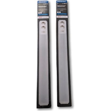 MEGAMAN KETO - Lot de 2 réglettes LED 9W 900lm 2800K 718mm avec prises et interrupteurs - Blanc mat (1/5)