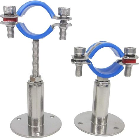 Set of 2 height-adjustable pipe clamps - Wall/ceiling mounting - For 32 mm to 34 mm pipes - Heavy-duty pipe support