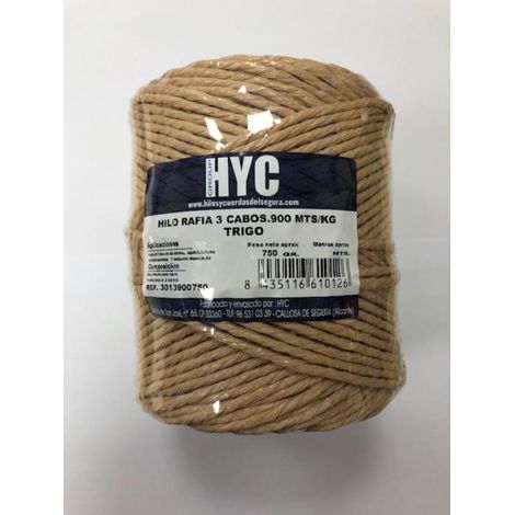 FPLUS cuerda hilo rafia 3 cabos 900 mts trigo 750 gramos ra09