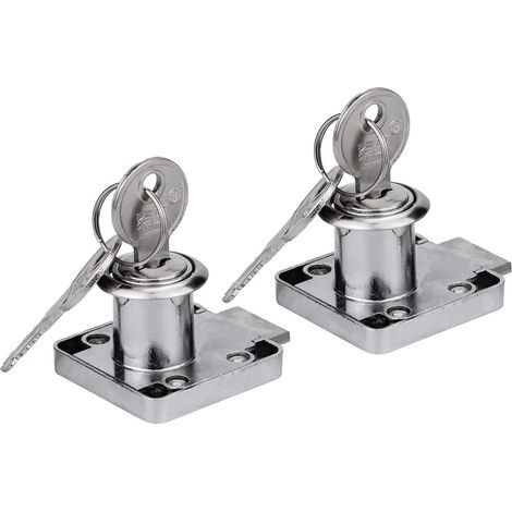 Serrure pour armoire, lot de 2 unités, 22 mm, en acier inoxydable, avec 2 clés, pour installation domestique et usage quotidien.-AquaForge (1/5)