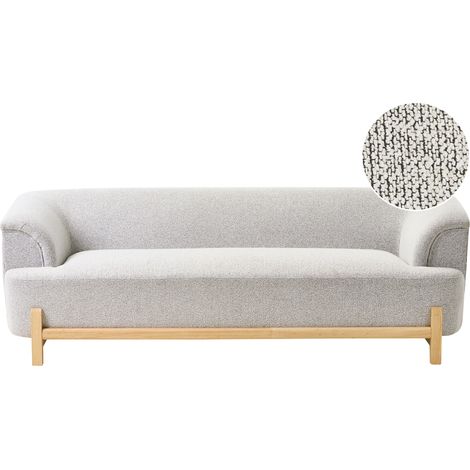 Sofá de 3 plazas con tapizado de poliéster y patas de madera sala de estar estilo moderno gris claro Alnor