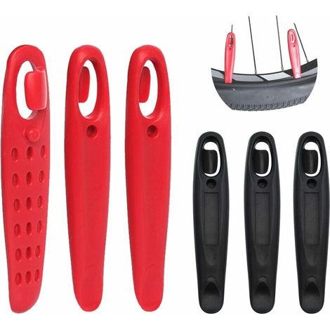 6 Pièces Démonte-Pneu Vélo Cyclisme, Levier de Pneus de Vélo Retrait, Demonte-pneus Plastique, Outil de Réparation de Vélo pour Enlever Les Pneus de Vélo (Rouge et Noir)-LIAIKI (1/5)