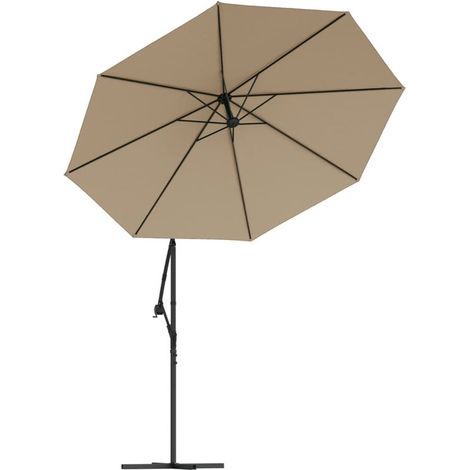 Toile de rechange pour parasol déporté – 350 cm – Taupe – Résistante UV – 8 baleines (1/5)