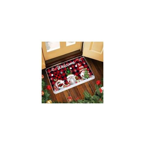 Tapis de porte de Noël, tapis de porte GNOME, tapis de sol de Noël, tapis d'entrée de Noël, tapis de bain antidérapant, tapis de porte à motifs de Noël pour intérieur et extérieur (50 x 80 cm) (1/5)