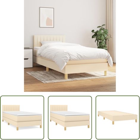 The Living Store Boxspringbett mit Matratze Creme 90x190 cm Stoff - Boxspringbett - Doppelbett - Cremefarbenes Bett - Bettenrahmen - Matratze (1/5)