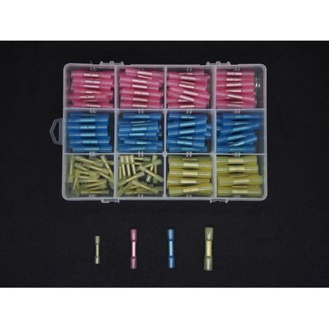 200PCS Connecteur Gaine Thermorétractable Métal,Connecteurs de câbles,Connecteurs électriques isolés et étanches postuler à Automobile Ferroviaire, Nautique 26-10GA (1/3)