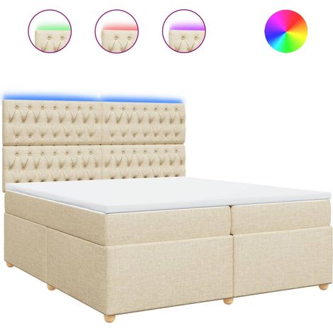 Maison Exclusive - Giroletto a Molle con Materasso Crema 200x200 cm in Tessuto (1/5)