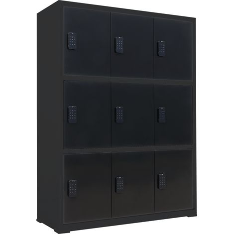 Armoire à casiers avec serrure à combinaison numérique - Noir - 112 x 42 x 150 cm - 9 casiers (1/5)