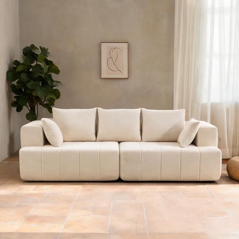 Canapé beige en chenille polyester 248 x 104 x 87 cm (1/5)