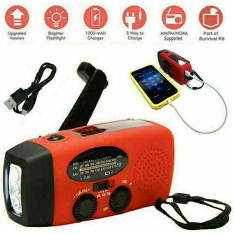 Filiyano – chargeur USB pour extérieur – Radio d'urgence solaire Miixia HOT à manivelle AM/FM avec éclairage LED et chargeur USB pour extérieur (1/5)