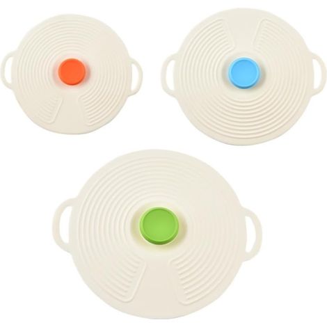 Lot de 3 couvercles universels en silicone pour casseroles et poêles, couvercle anti-éclaboussures pour micro-ondes, couvercles réutilisables à effet ventouse pour bols, assiettes, casseroles et tasse (1/5)