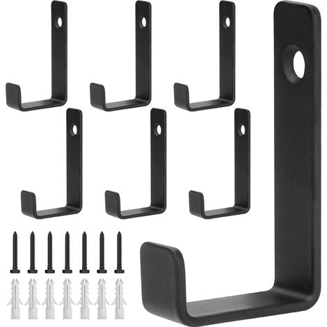 7 Pièces Patere Porte Manteau Mural Noir,Patere Robustes Métal Avec Vis (1/5)