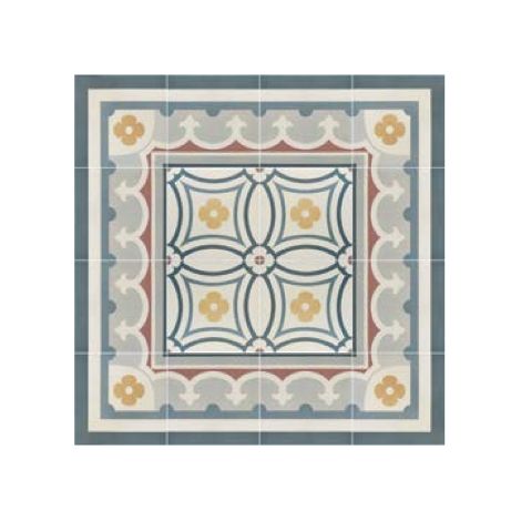 Aelle - Carrelage sol / mur effet ciment motif floral coloré 20x20 cm CAPRICE - SAINT TROPEZ ANGLE - Vendu par boîte de m² (1/3)