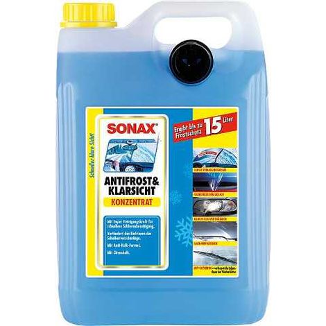 SONAX Winterscheibenreiniger AntiFrost + Klarsicht Konzentrat Citrus 5l Kanister mit Ausgießer