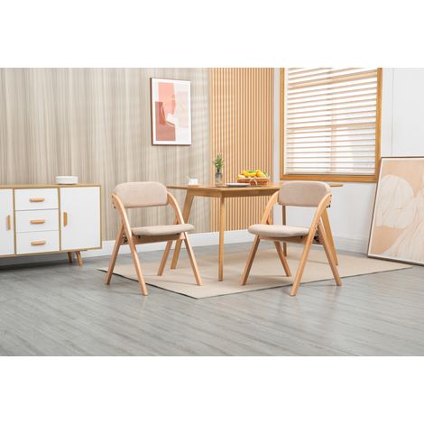 Klappstuhl aus Massivholz in Khaki, stapelbar, gepolsterte Sitzfläche, Sitzhoehe 45 cm, Tiefe 46 cm (1/5)