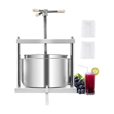 Pressoir à Fruits Manuel 12 L Presse à Vin avec 2 Barils en Acier (1/5)