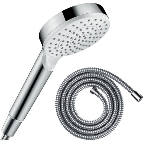 HANSGROHE Crometta EcoSmart rociador blanco/cromo + flexo de ducha 1,60 m HANSGROHE Metaflex cromo