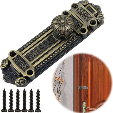 Cadenas Loquet Hasp Boucle Serrure - Vintage Design Alloy Latch Retro Style avec vis et clé, à verrou rétro pour boîte bijoux en bois Tiroir Boîte Armoire décorative, décoratifs cabinet (1/5)