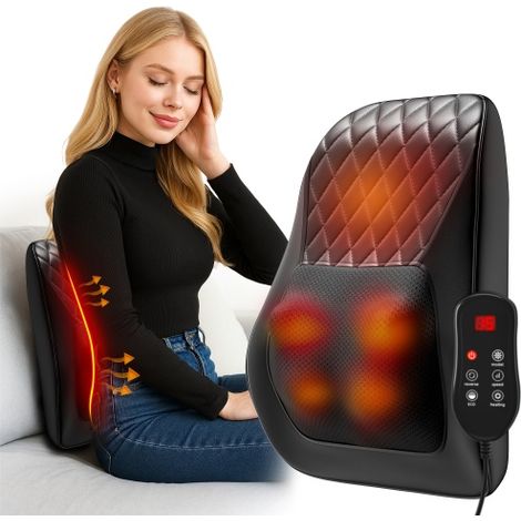 Cuscino massaggiante 3D per agopressione, ricaricabile e senza fili, con funzione riscaldante, massaggiatore elettrico portatile per collo, spalle e schiena, ideale per l'uso in casa, in ufficio, in a (1/5)