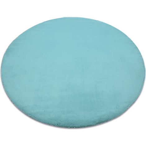 Teppich BUNNY Kreis aqua blau IMITATION VON KANINCHENPELZ blue rund 100 cm