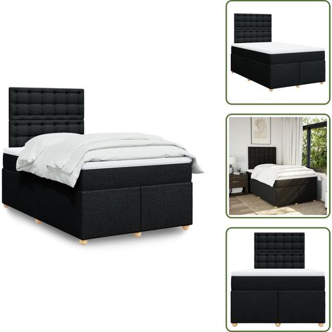 vidaXL Sommier à lattes de lit avec matelas noir 120x190 cm tissu (1/5)