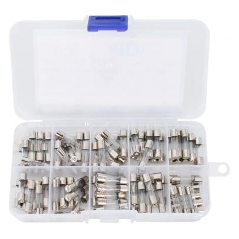Fast-Blow Glass Fuses Kit 5 x 20 mm 250 V – 0.2 A to 15 A – Assorted Fast-Blow 100 Pieces (1/5)