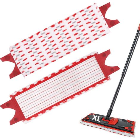 2 Stück für Vileda Ultramax XL Bodenwischer Ersatzbezug Set & XL Wischmopp Ersatzbezug, Mikrofaser Extrabreiter Wischmopp Wischbezug für Boden Reinigen, Alle Hartböde (51x14cm) (1/5)