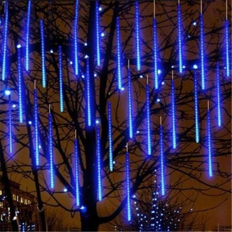 Prix de l'UE - Bleu - Guirlande de lumières Led pour l'extérieur, 8 Tubes de 30cm, pluie de météores, décor (1/4)