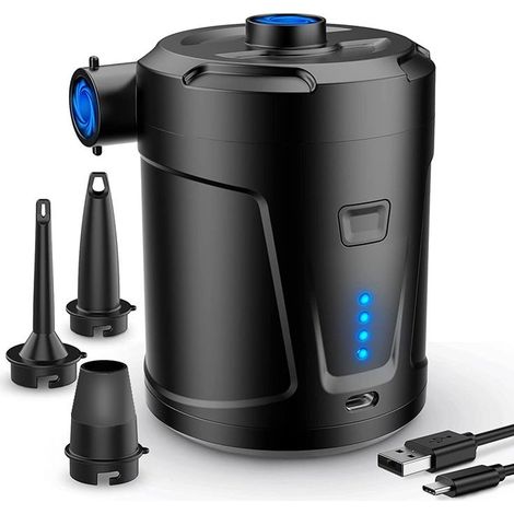 Pompe à air électrique, Batterie Rechargeable 5200 mAh, Gonfleur Matelas Gonflable avec 3 Buses d'air, Gonfleur Rapide pour Bateau Pneumatique/Matelas Pneumatique (1/5)