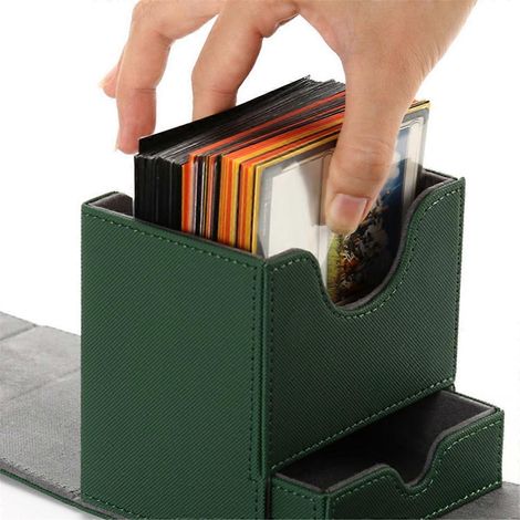 Kartenaufbewahrungsbox mit Würfelablage, Sammelkartenetui, grün (1/5)