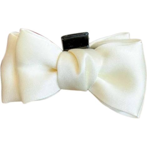 Pince à cheveux pour femme, en satin lisse, avec nœud papillon décoratif, antidérapante, pour frange latérale, petite épingle à cheveux.-Beige (1/5)