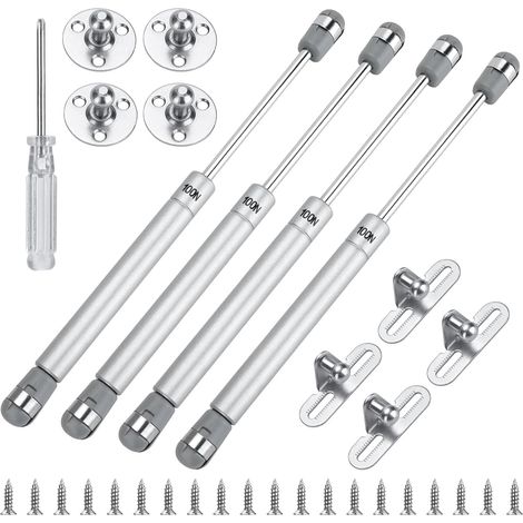 4 Pièces Verin Hydraulique Kit d'Accessoires de Clapet à Ressort, 100N Vérins à Gaz Hydrauliques, Charniere Porte Cuisine pour Placard, Verin Meuble pour Télévision Meuble, Armoire, Étagère (1/5)