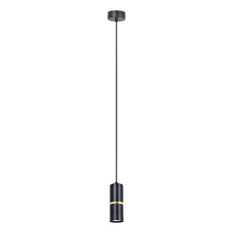 Suspension tube noire anneau doré GU10 Kaja Gato