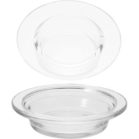 Plateaux en Verre Transparent pour Chauffe-Bougie 2pcs, Plats Ronds Élégants Compatibles Divers Diffuseurs pour Maison et Bureau (1/5)