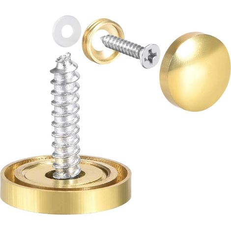 Cache Vis Miroir Décoratif Capuchons Poli Doré 16mm 8Pcs (1/5)