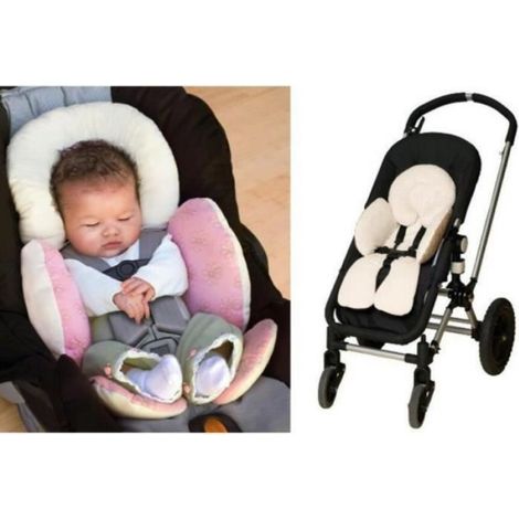 Coussin de soutien double face bébé et enfant pour landau, poussette et siège auto, réducteur de siège, coussin oreiller amovible, rose (1/4)