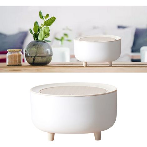 Petite poubelle de bureau avec couvercle, seau de rangement sur pied, accessoire ménager mignon, mini blanche (1/5)