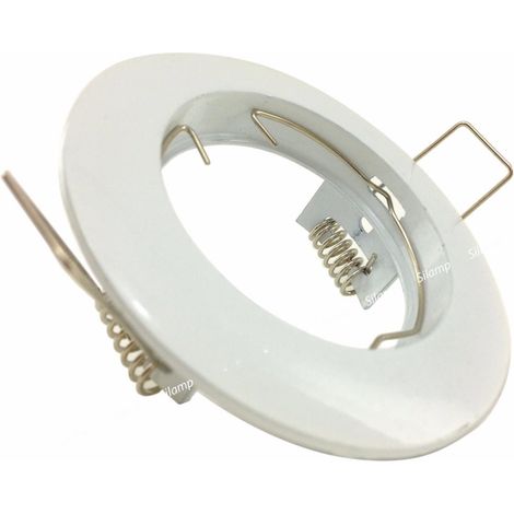 Silamp – Support spot encastrable GU10 LED rond blanc 72mm – Acier inoxydable résistant à l'humidité – Pour cuisine et salle de bain (1/3)