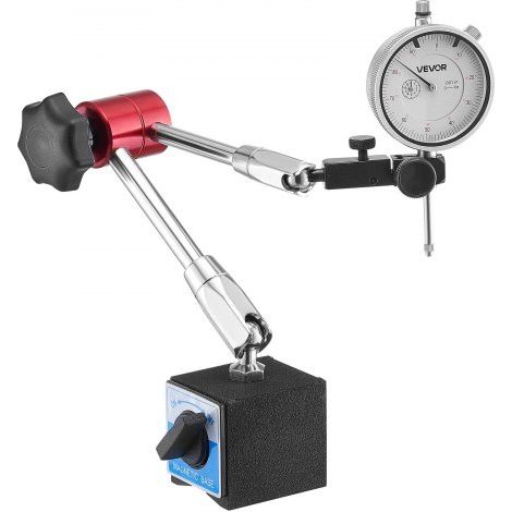 Indicador de Cuadrante, con Soporte Magnético Flexible, Precisión de 0,03 mm, Rango de Medición de 0 a 25,4 mm, Graduaciones Claras, Brazo Largo Ajustable, para Configuración de Máquinas (1/5)