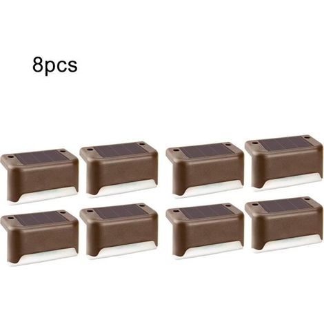 Set aus 8 drahtlosen, wasserdichten LED-Solarbrückenleuchten für den Außenbereich, ideal für Zäune, Gärten, Treppen, Wege und Parks.