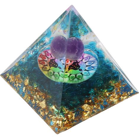 Pyramide aus Kristall mit positiver Energie, Glücksbringer-Dekoration aus Epoxidharz, für Meditation und Entspannung, Heilstein, spirituelles Objekt, Glücksgeschenk, Schreibtischdekoration. (1/5)