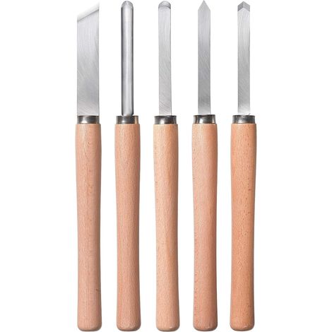 Ciseaux à bois (5 pièces: 1 bédane, 1 gouge à profiler, 1 ciseau à racler, 1 gouge à dégrossir et 1 grain d’orge) (1/2)