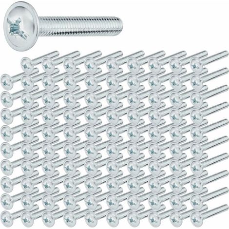 100x vis filetée M4x50mm tête plate fente cruciforme fixation de poignées boutons de meubles, acier zingué (1/2)